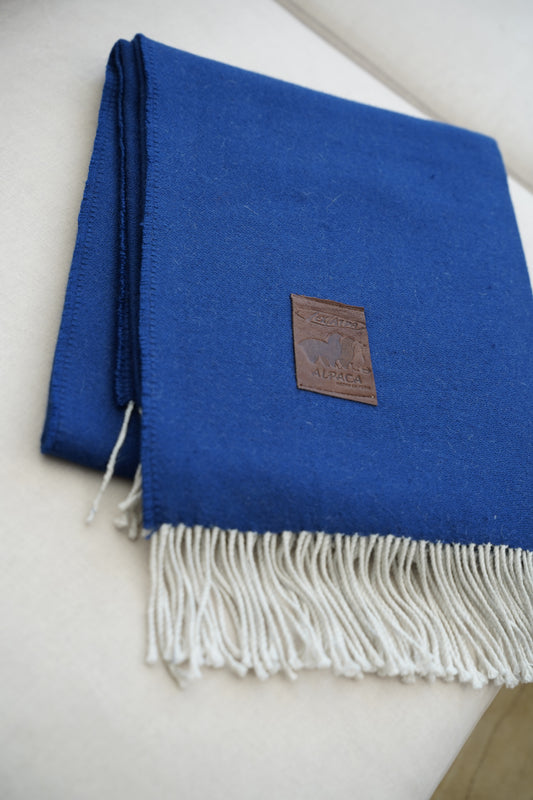 Manta Azul Fleco Blanco