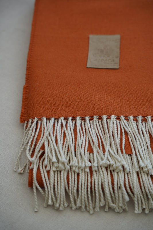 Manta Naranja Fleco Blanco