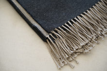 Cargar imagen en el visor de la galería, Manta Gris Oscuro Fleco Beige
