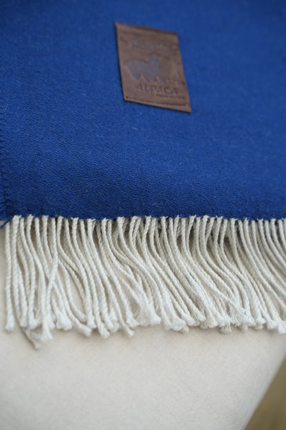 Manta Azul Fleco Blanco