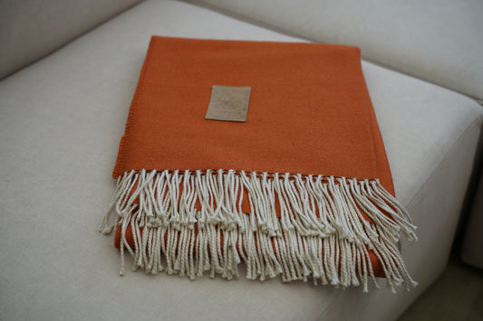 Manta Naranja Fleco Blanco