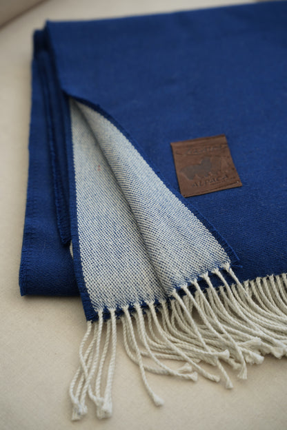 Manta Azul Fleco Blanco