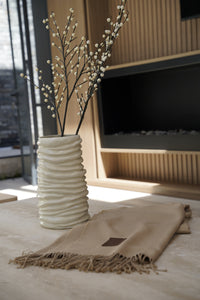Manta Beige Barquillo Fleco Beige