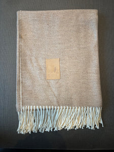 Manta Beige Jaspeado Fleco Blanco